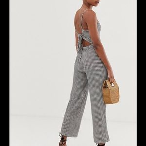 GINGHAM BACK CUT OUT JUMPSUIT